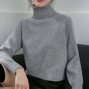 BELIARST 100% Pure Wool New Cashmere Sweater Woman High Neck Solid Color Pullover Fashion Warm Knitted Bottoming Shirt