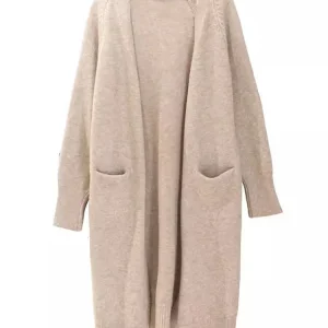 Women Solid Color Loose Thick Warm Sweater Cardigan Pocket Ladies Spring Autumn V Neck Knitted Coat Female Casual Tops C-124